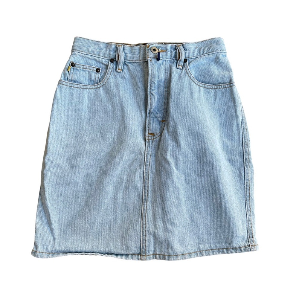 Vintage Esprit Light Wash High Waisted Denim Skirt USA 27 90s Cotton Festival